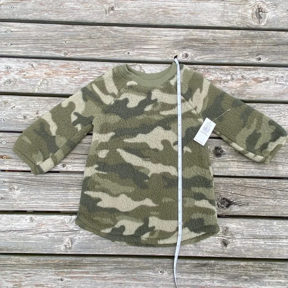 Old Navy Olive Camouflage Crew-Neck Sherpa Dress